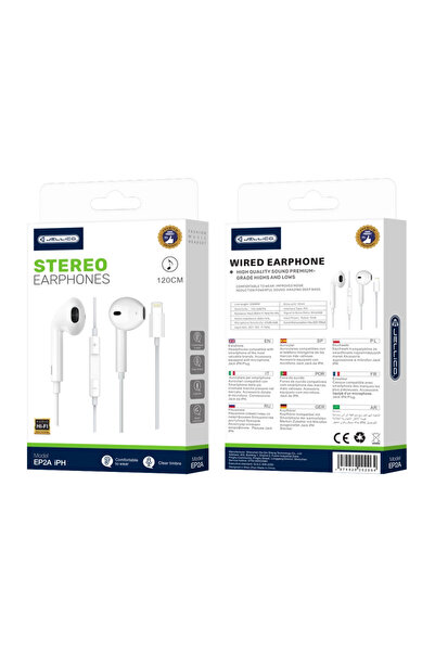 JELLICO Căști cu fir Lightning Ep2A pentru iPhone 12 13 14 cu microfon