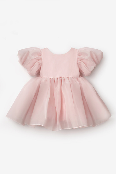 Le Mabelle Powder Balloon Sleeve Baby Girl Satin Dress - Dona