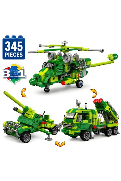 Minibric Set de Constructie Piese Tip Blocuri Construit 345 Piese 3in1 Battle...