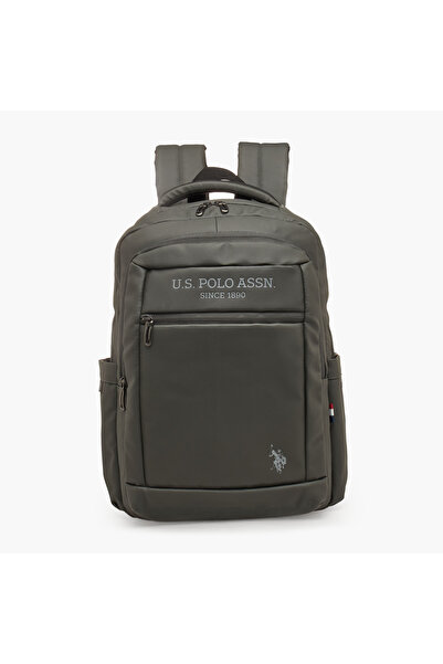 U.S. Polo Assn. يو إس بولو أس إن. حقيبة ظهر بشعار وحزام كتف مبطن - 18x22x21 سم