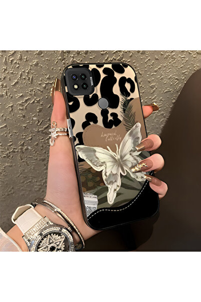 ARTISHELL Redmi 9C/10A Uyumlu Leopar Kelebek Desenli Lens Koruma Telefon Kılıfı