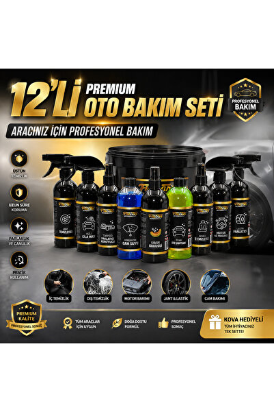 Fulcar Premium Oto Bakım Seti 12 Parça | Araç İçi ve Dışı İçin Tam Çözüm
