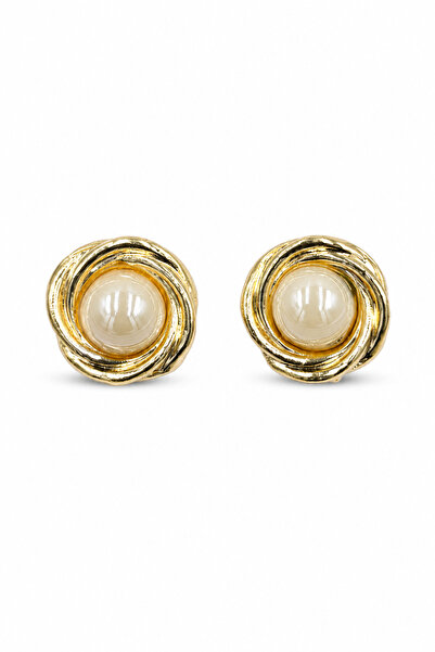 Jack Ferrero Yellow Twisted Frame Pearl-Look Stylish Bijouterie Earrings for ...