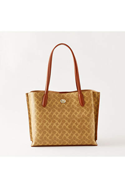 SASHA All-Over Print Tote Bag with Zip and Button Closure and Top Handles