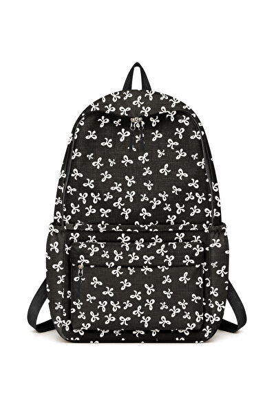 woys 4-Compartment Large Size White Bow Patterned Women's Backpack - Daily Us...