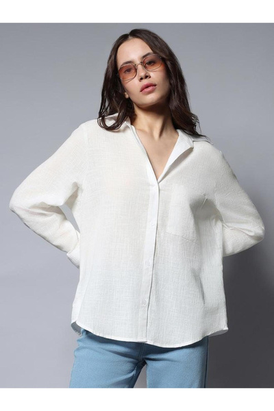 High Star By Styli White 100% Cotton Solid Button Down Shirt