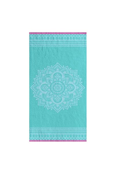 Zâna Casei Prosop de plajă din bumbac cu model Mandala turcoaz 75x150cm