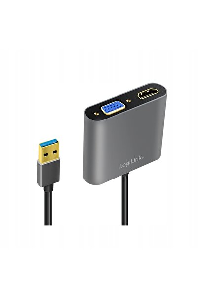 LogiLink Adaptor USB 3.0 la HDMI și VGA, placă grafică Full HD, negru, 0,15m