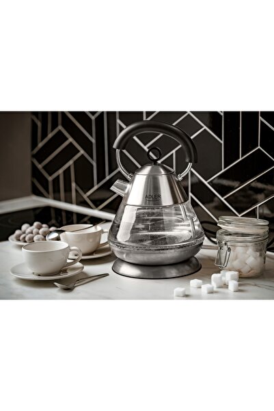 adler Fierbător electric fără fir din sticlă, 1.5L, 2200W, cu lumină și puter...