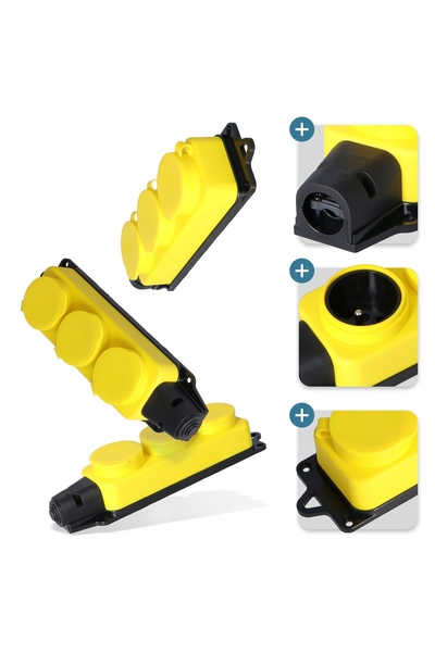 TRCR Prelungitor cu 3 prize, tip splitter, din cauciuc, 3x priză 16A, WJ