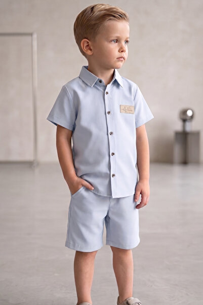 ALYRA Boys' Summer Shirt Shorts Set 100% Cotton Short Sleeve 2-5 Years Old