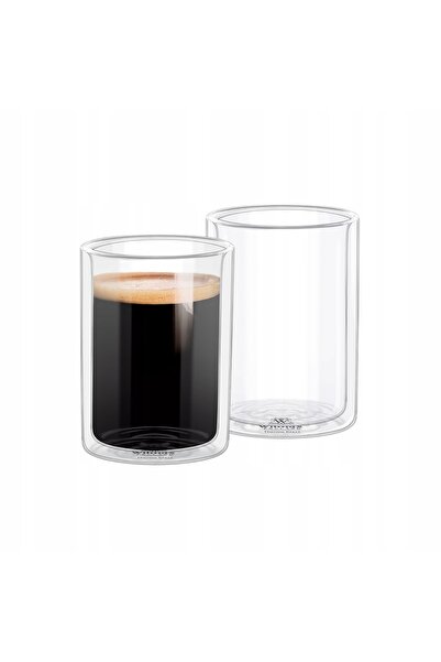 NO BRAND Set de 2 căni termice din sticlă Wilmax 400 ml pentru cafea și ceai