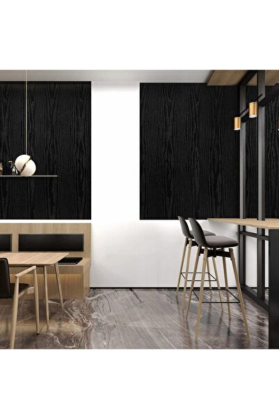 Koanni Folie autoadezivă pentru mobilier, aspect stejar negru, 60cm x 10m