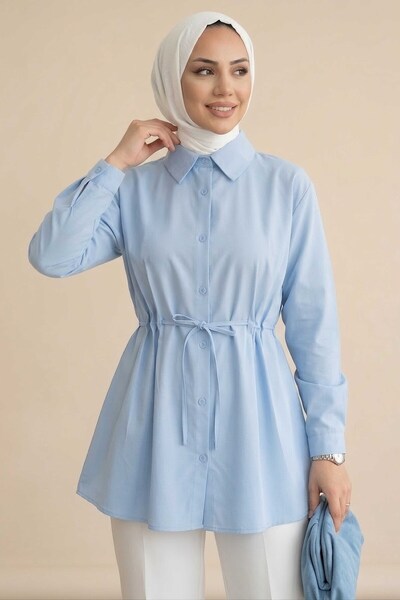 TOFİSA Tünel Kemer Detaylı Tunik Bebe Mavi - 28726-BEBE-MAVI