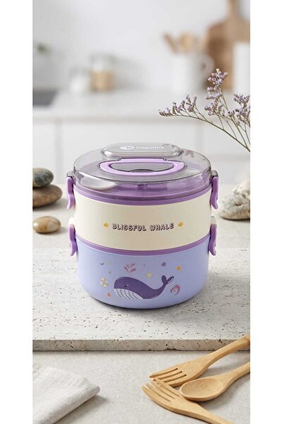 ALPA STORE Fixpoint 1200 ml Double Lunch Box Stainless Steel 2-Tier Lunch Con...