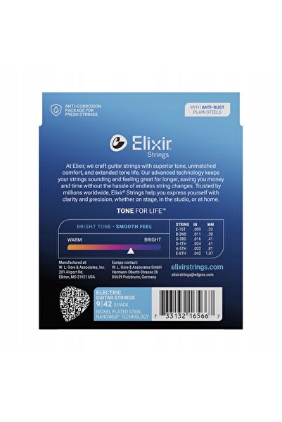 NO BRAND Elixir 16566 Nanoweb Corzi de chitară electrică super ușoare, pachet...