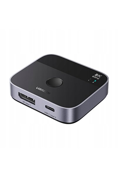 Ugreen Comutator DisplayPort/USB-C la USB-C 1.4, gri