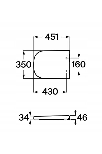 Roca GAP WC capac WC cu închidere lentă pătrat SUPRALIT NEGRU MAT