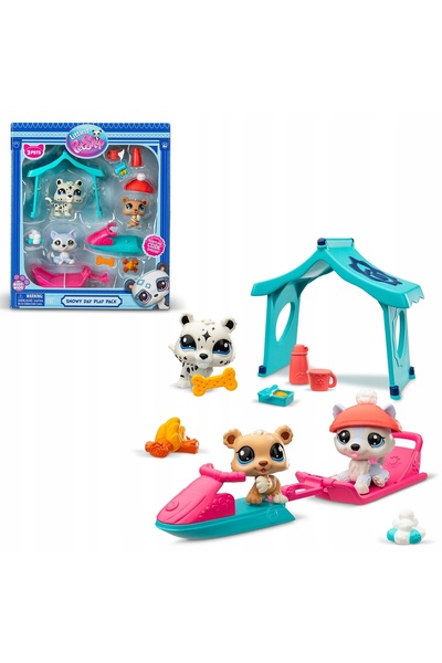 Littlest Pet Shop SET 3 FIGURINE PET SHOP PENTRU COPII Husky Leopard Urs