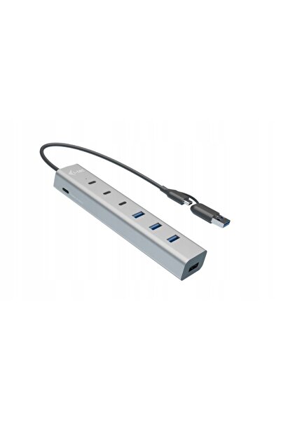 i-Tech Gear Hub USB i-tec SB-C/USB-A Metalic cu 7 Porturi, Încărcare Rapidă B...