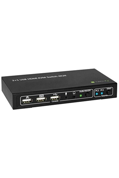 NO BRAND Comutator KVM Techly 2/1 HDMI cu cabluri, rezoluție maximă 2560x1600