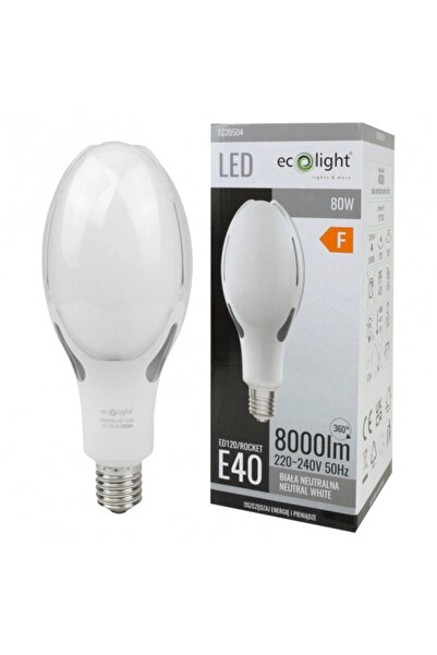 ecolight Bec LED de exterior cu soclu E40, putere mare 80W, lumină neutră 400...