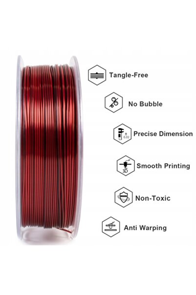 NO BRAND FILAMENT GEEETECH PLA SILK DUAL ROȘU NEGRU CZERWONO-CZARNY 1,75mm 1KG