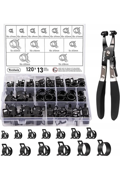 NO BRAND Set de cleme cu arc de 7 tipuri, 22MM + Clește, Set de 120 de cleme