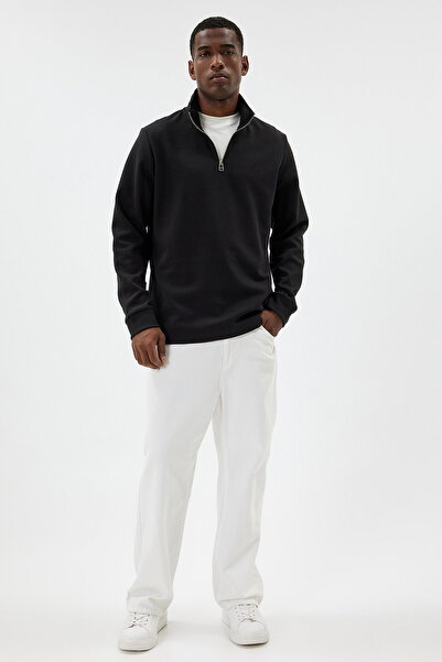 Koton Zippered Long Sleeve Cotton Basic Sweater