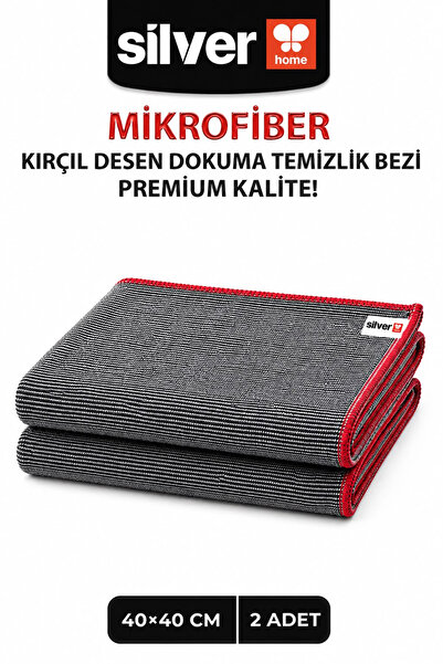 SİLVER HOME 2-Pack Premium Microfiber Cleaning Cloth 40X40 cm Gray Series Mul...