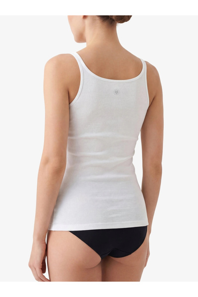 SOFT AURA Blackspade Kadın Atlet Fine Rib 1615 - Beyaz