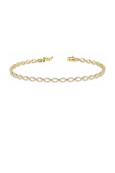 Xuping 14K Altın Renk Taşlı Oval Halka Zincir Bileklik