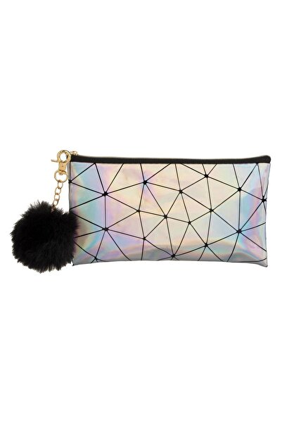 Zâna Casei Holographic Silver Sunglasses Case with Black Pompom