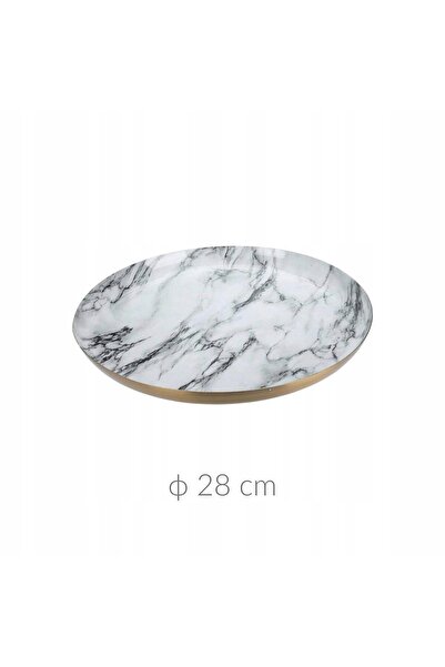 Home Styling Collection Farfurie decorativă, suport metalic alb, Ø 28 cm, tav...