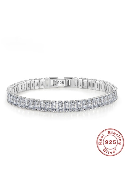 Choice 18cm Silver luxury designer 925 Silver fine Crystal Bracelet For Women...