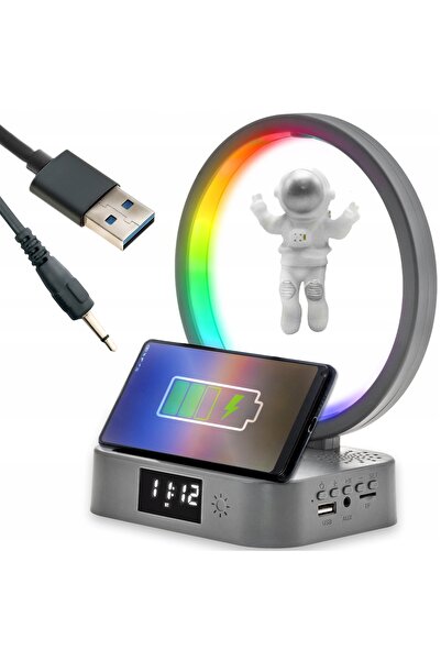NO BRAND Lampă de birou cu lumină de noapte LED RGB, Ceas Astronaut, QI