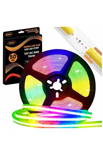 NO BRAND Bandă LED COB Neon RGB Premium Multicoloră 12V 50m Rolă Mare 15W/m 10mm