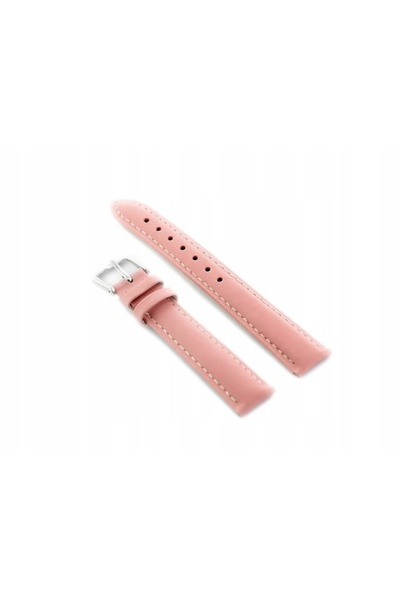 NO BRAND Curea de ceas din piele roz deschis W94 - 16mm +TELESKOPY