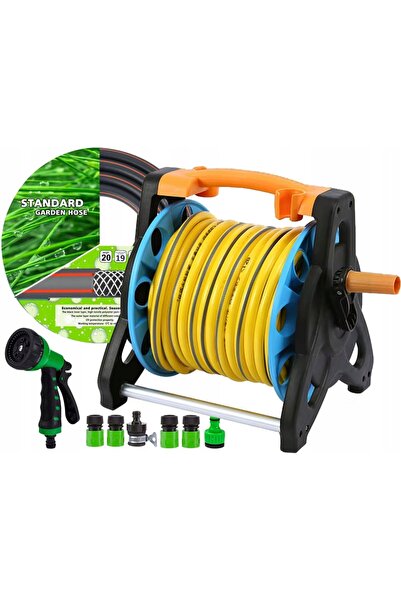 Unitec Furtun + Suport de grădină 1/2 20M Tambur pentru furtun Pistol de pulv...