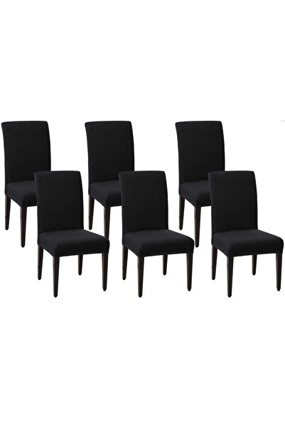 Galaxia Set 6 Huse Scaun Universale GALAXIA, Elastice, Bumbac Embosat, Negru