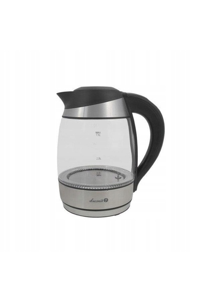 Łucznik Fierbător electric din sticlă cu control temperatură, LED negru, 1.8L