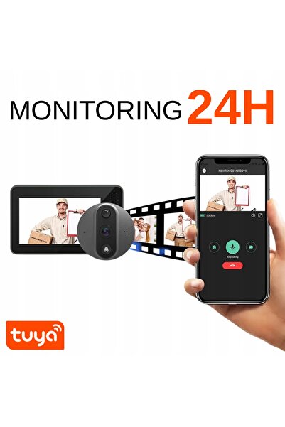 NO BRAND Vizor electronic de ușă, cameră sonerie cu ecran, TUYA SMART HOME