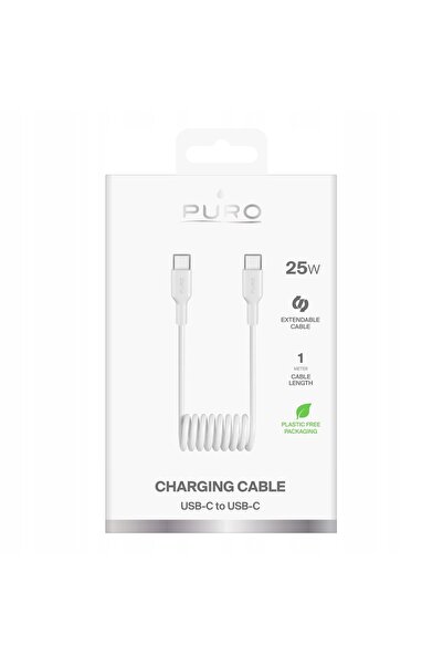 NO BRAND Cablu USB-C spiralat 25W 1M pentru încărcarea telefoanelor cu funcție