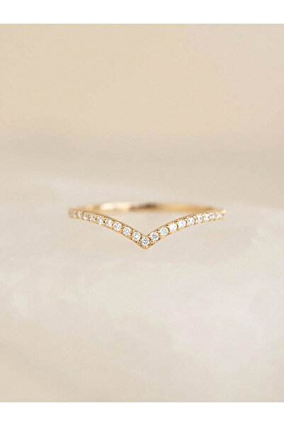 Choice3 5 Gold 925 Sterling Silver Fashion V-shaped zircon Shiny Thin Ring Fo...