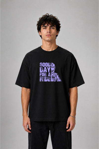 cesita Ride Motorcycle Printed Cotton Black T-Shirt T-Shirt