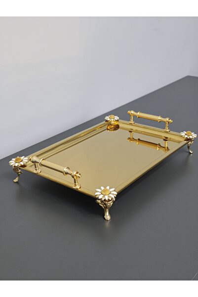 PARILTI HOME COLLECTİON Figured, Metal-Handled, Stainless Steel Rectangular T...
