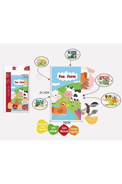PlayFun Βρεφικό Βιβλίο - Ζώα της Φάρμας, εκπαιδευτικό υφασμάτινο 22x23εκ. πολ...
