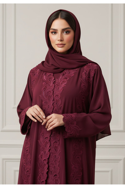 Nukhbaa Inaya Baroque Lace Abaya| Nida Fabric