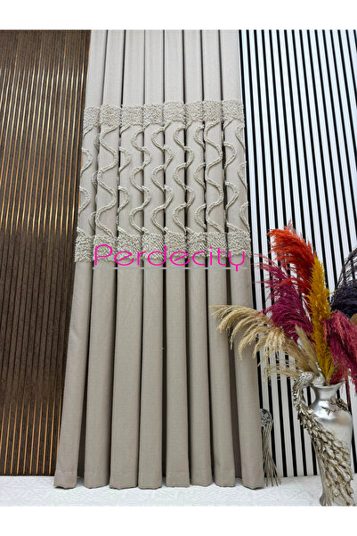 PERDECITY Bohemian Style Fringed Beige Panel Backdrop Curtain 1X3 Dense Pleat...