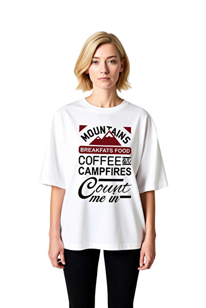 PayBuy Dağlar Kahve Ateş Bana Yeterli Printed Women's Oversize T-Shirt